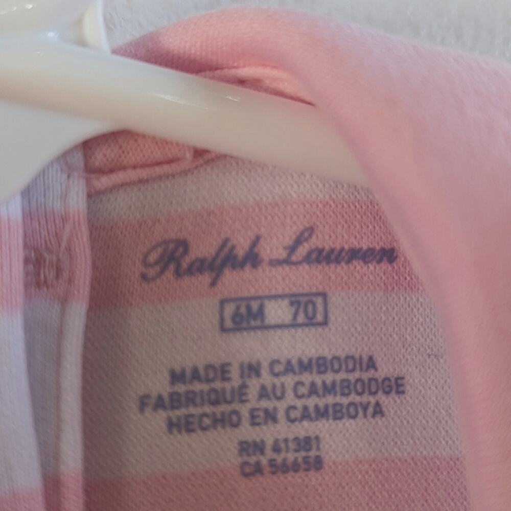 Ralph Lauren Dress Baby Girls Sz 6m Pink Preppy Stripe - Picture 4 of 5